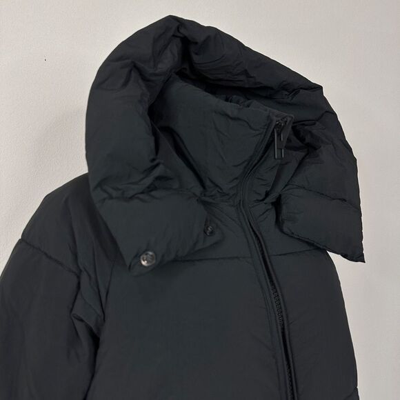 ZARA TRF Extra Long Black Puffer Coat Hooded Maxi Down Jacket S Water Repellent - Picture 13 of 16